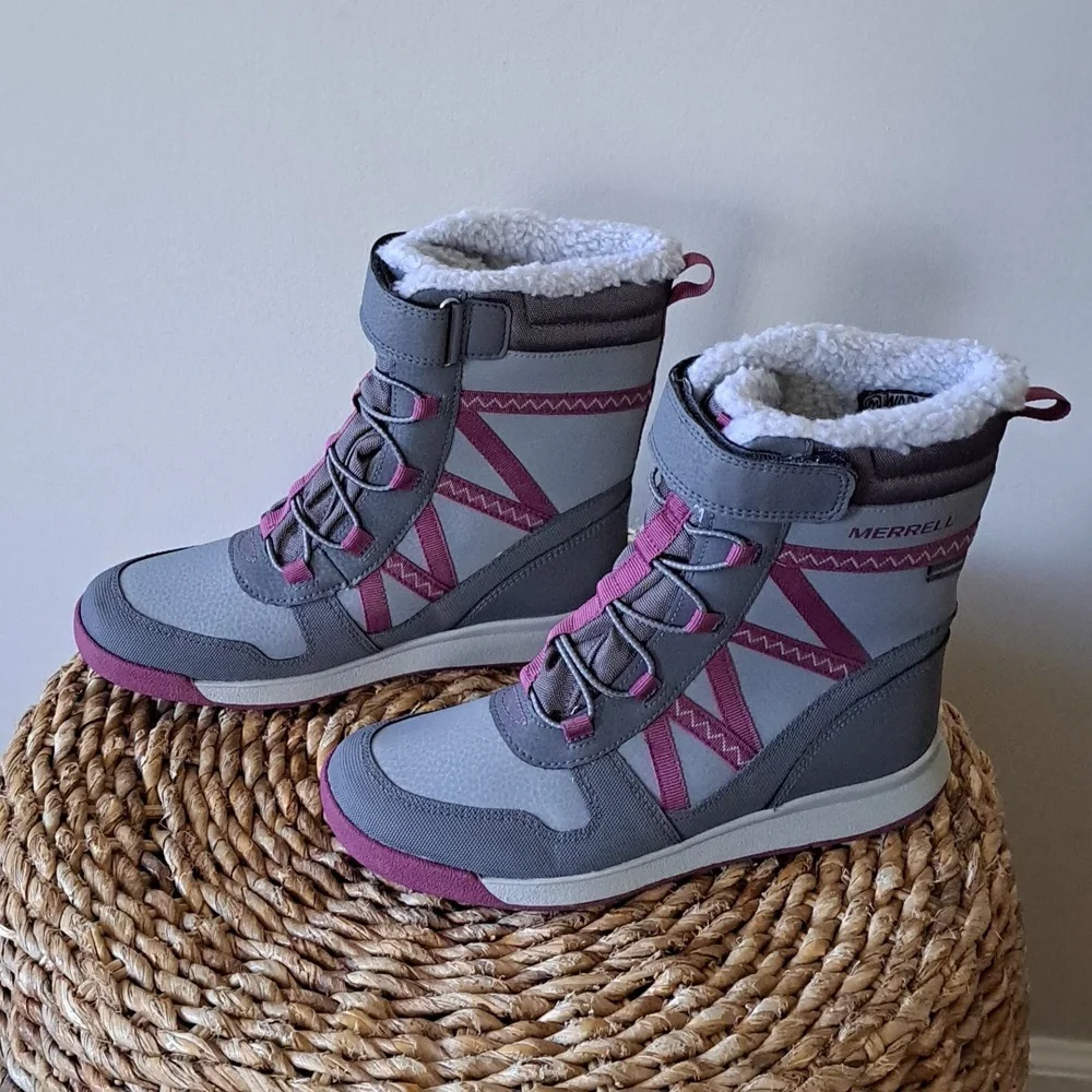 Merrell Girls Snow Crush Waterproof/Insulated Winter/Snow/Outdoor Grey Boots S-3